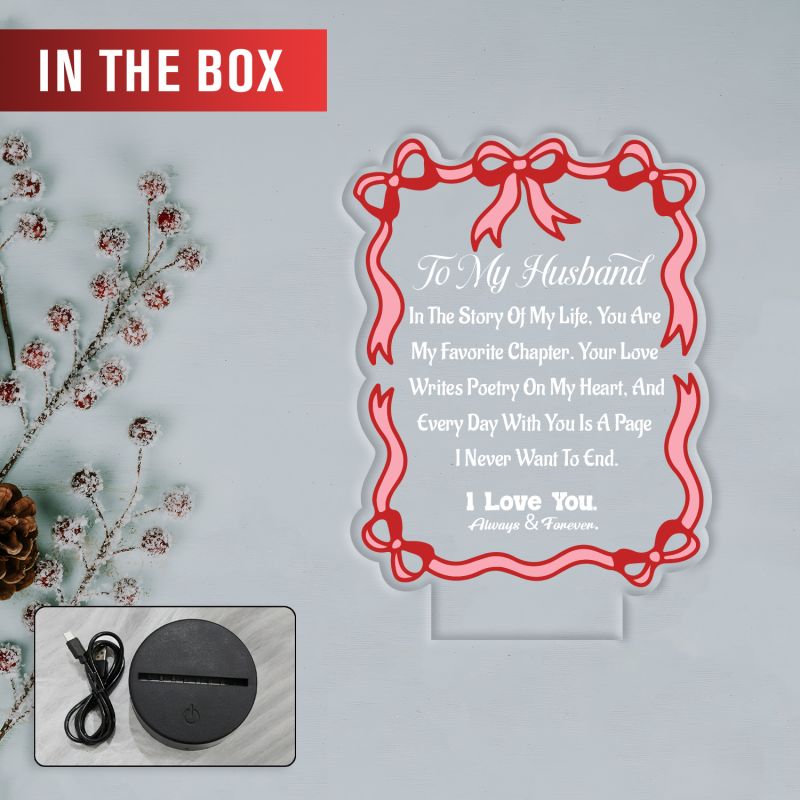 Acrylic Led Lamp Romantic Gift for Couples | Warm White Light Gift Item for Wedding, Anniversary, Birthday & Valentine's Day (to My Husband Gift)